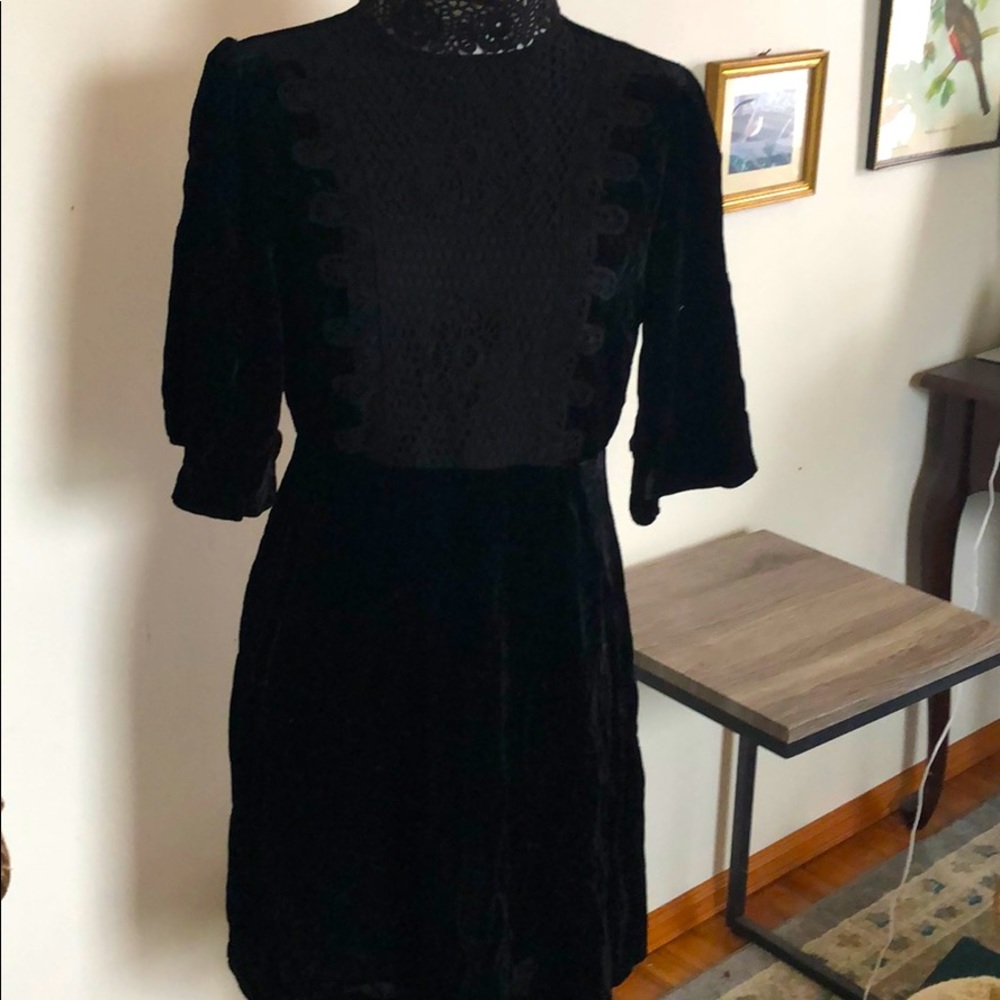 Velvet and crochet lace dress